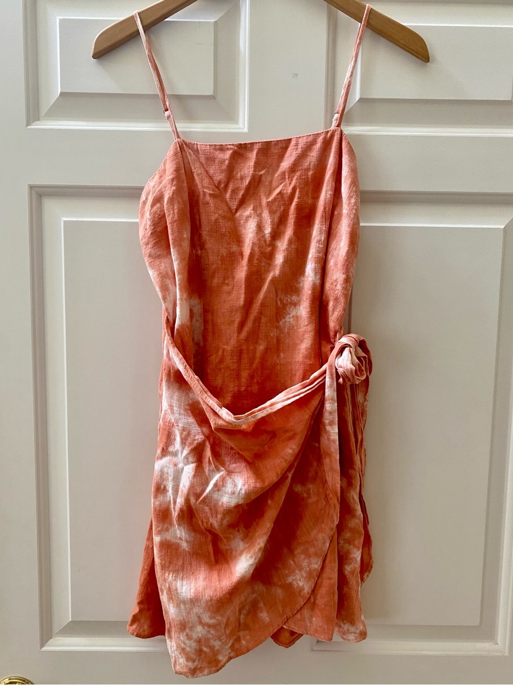 Altarโd State Mini Dress Tie-dye Wrap Boho Cotton Linen Homecoming Dress Med